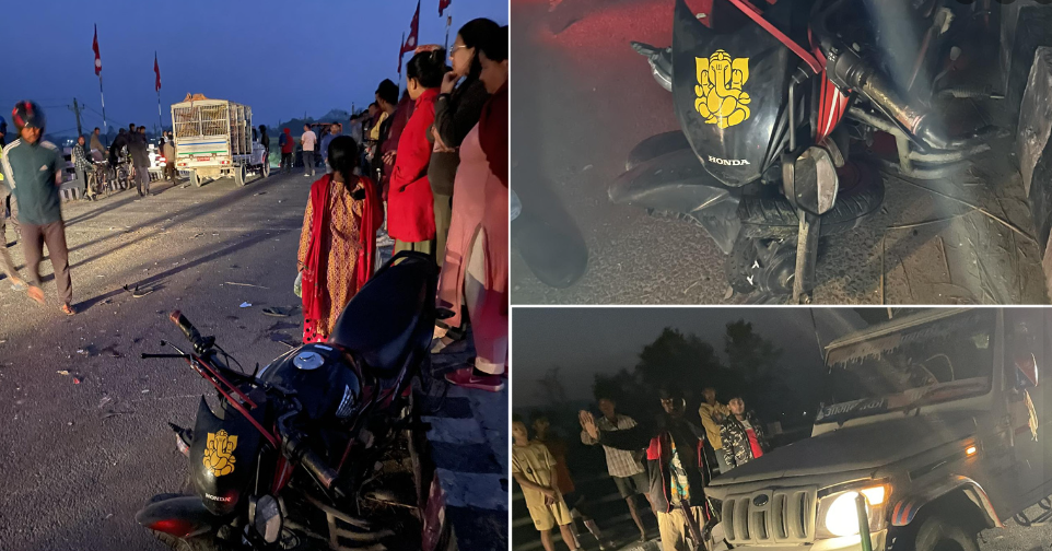 चितवनको माडीमा बोलेरो गाडीले मोटरसाइकललाई ठक्कर दिँदा दुई जनाको मृत्यु