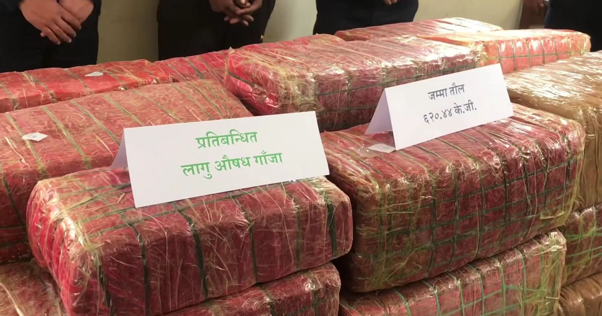 काठमाडौँबाट मुग्लिनतर्फ जाँदै गरेको ट्रकबाट छ सय २० किलो गाँजा बरामद