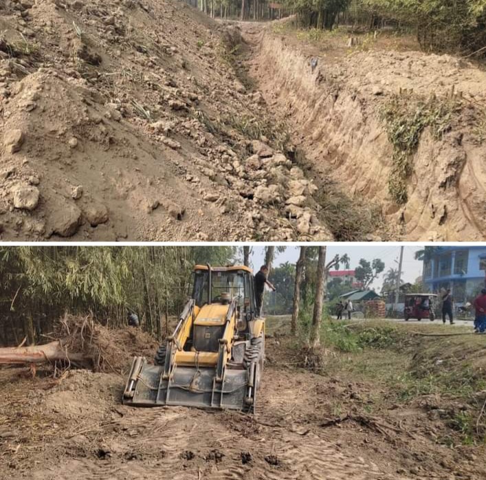 इटहरीमा हात्तीलाई गाँउ प्रवेश रोक्न ६ फिट अग्लो पर्खाल लगाउदै