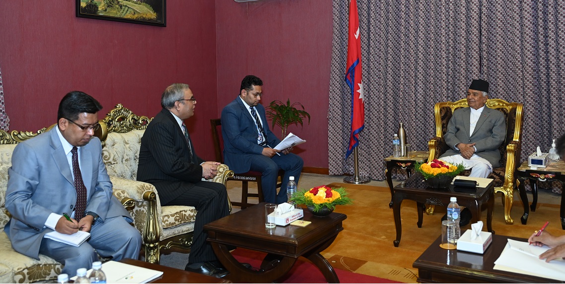 राष्ट्रपति पौडेल र बिम्स्टेक का महासचिव पाण्डेबीच शिष्टाचार भेट