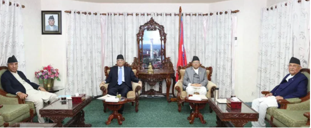 बजेट अधिवेशनका लागि सम्पूर्ण तयारी पूरा, सभामुख घिमिरेले शीर्ष नेतासँग छलफल गर्दै