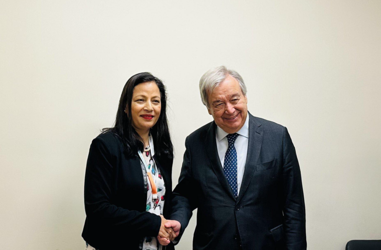 महासचिव गुटेरेस र परराष्ट्र सचिवबीच जलवायु परिवर्तनका विषयमा छलफल