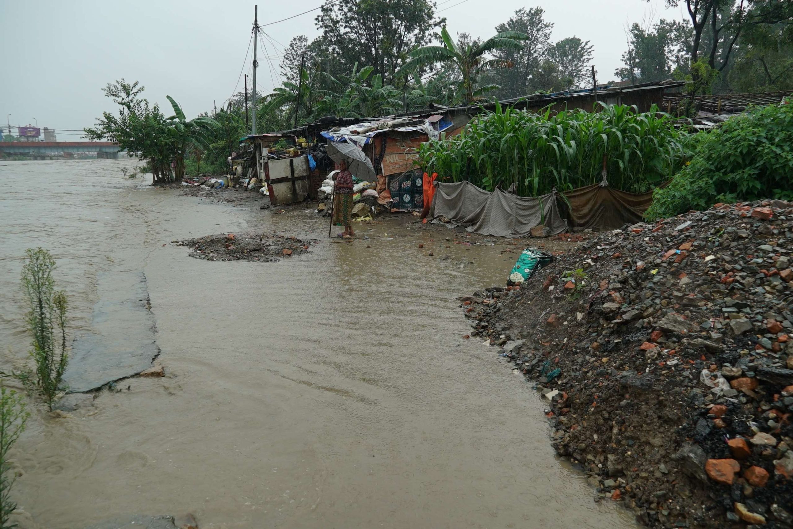 भारी वर्षाका कारण काठमाडौँ उपत्यकाका केही बस्ती डुबानमा