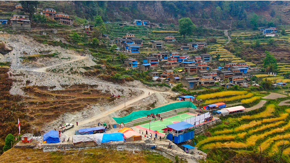 म्याग्दीको पाखापानीमा चन्दा सङ्कलन गरेर खेलमैदान निर्माण