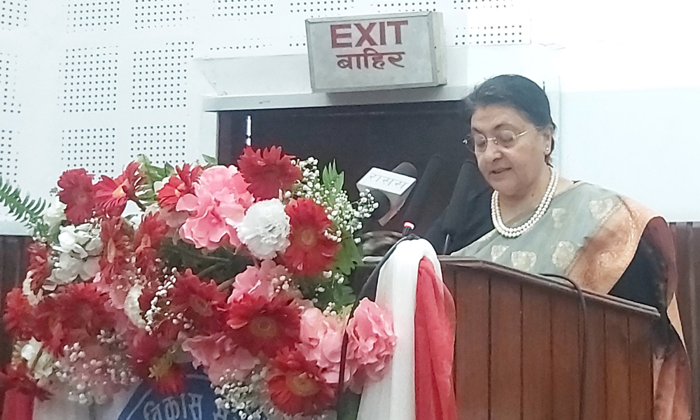 संविधानमार्फत सबै नेपाली बृहत् राष्ट्रिय एकताको सूत्रमा आबद्ध – पूर्वराष्ट्रपति भण्डारी
