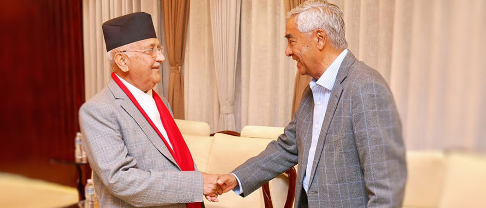 प्रधानमन्त्री ओली र कांग्रेस सभापति देउवाबीच भेटवार्ता