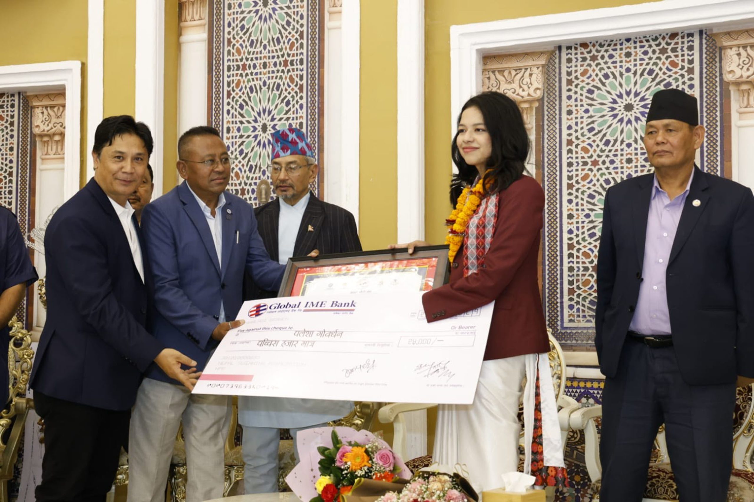 पौडी सङ्घद्वारा कास्य पदक विजेता पलेशा गोवर्धनलाई सम्मान