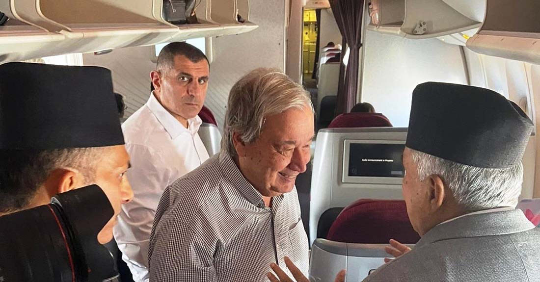 राष्ट्रपति पौडेलसँग राष्ट्रसङ्घका महासचिवको शिष्टाचार भेट