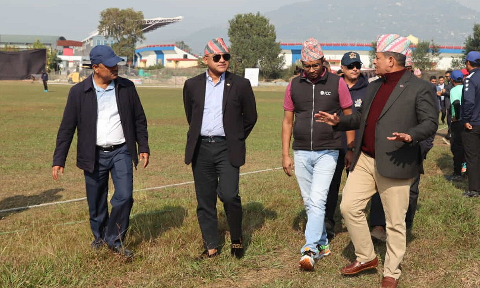 आइसिसीका प्रतिनिधिद्वारा पोखरा क्रिकेट मैदान निरीक्षण