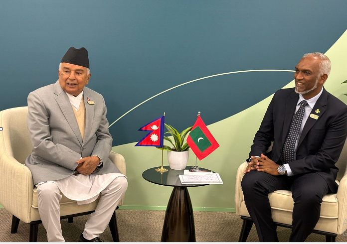 राष्ट्रपति पौडेल र माल्दिभ्सका राष्ट्रपतिबीच बाकुमा भेटवार्ता