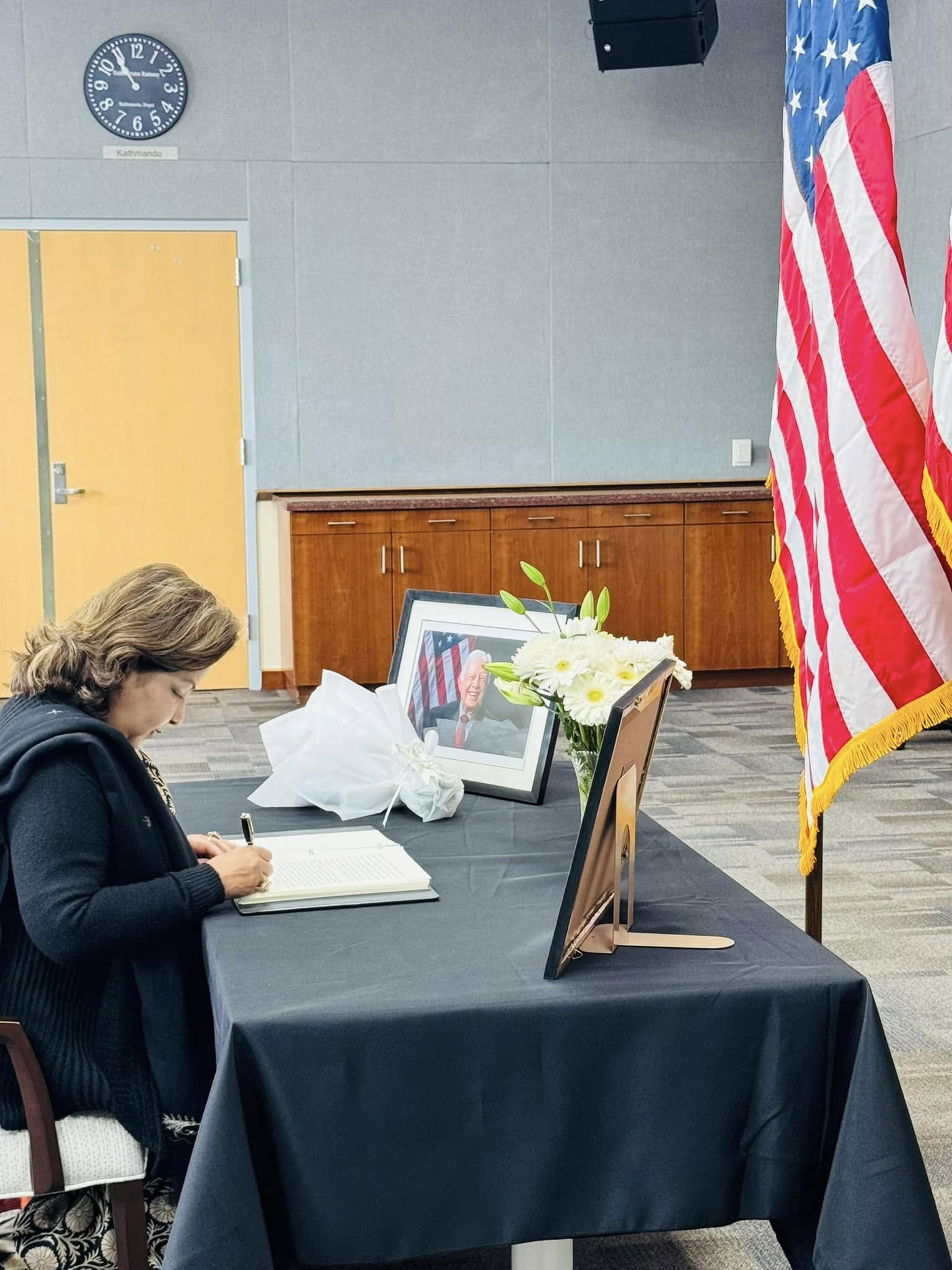 परराष्ट्रमन्त्री राणाद्वारा अमेरिकी पूर्वराष्ट्रपति कार्टरप्रति श्रद्धाञ्जली