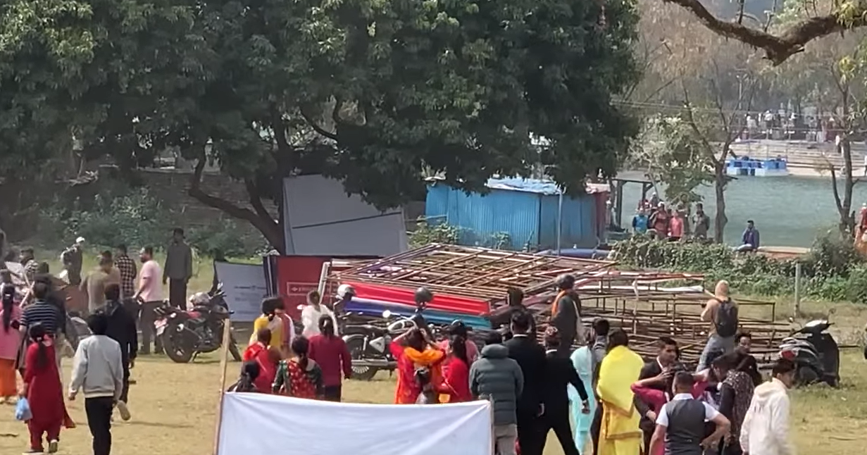 कोटीहोमको भूमिपुजन रोक्न खोज्दा पोखराको बाराहीघाटमा झडप