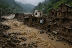 बाढीले बागलुङमा एक अर्ब बढीको क्षति, विद्युत् आयोजना बग्यो, खेती बगरमा परिणत