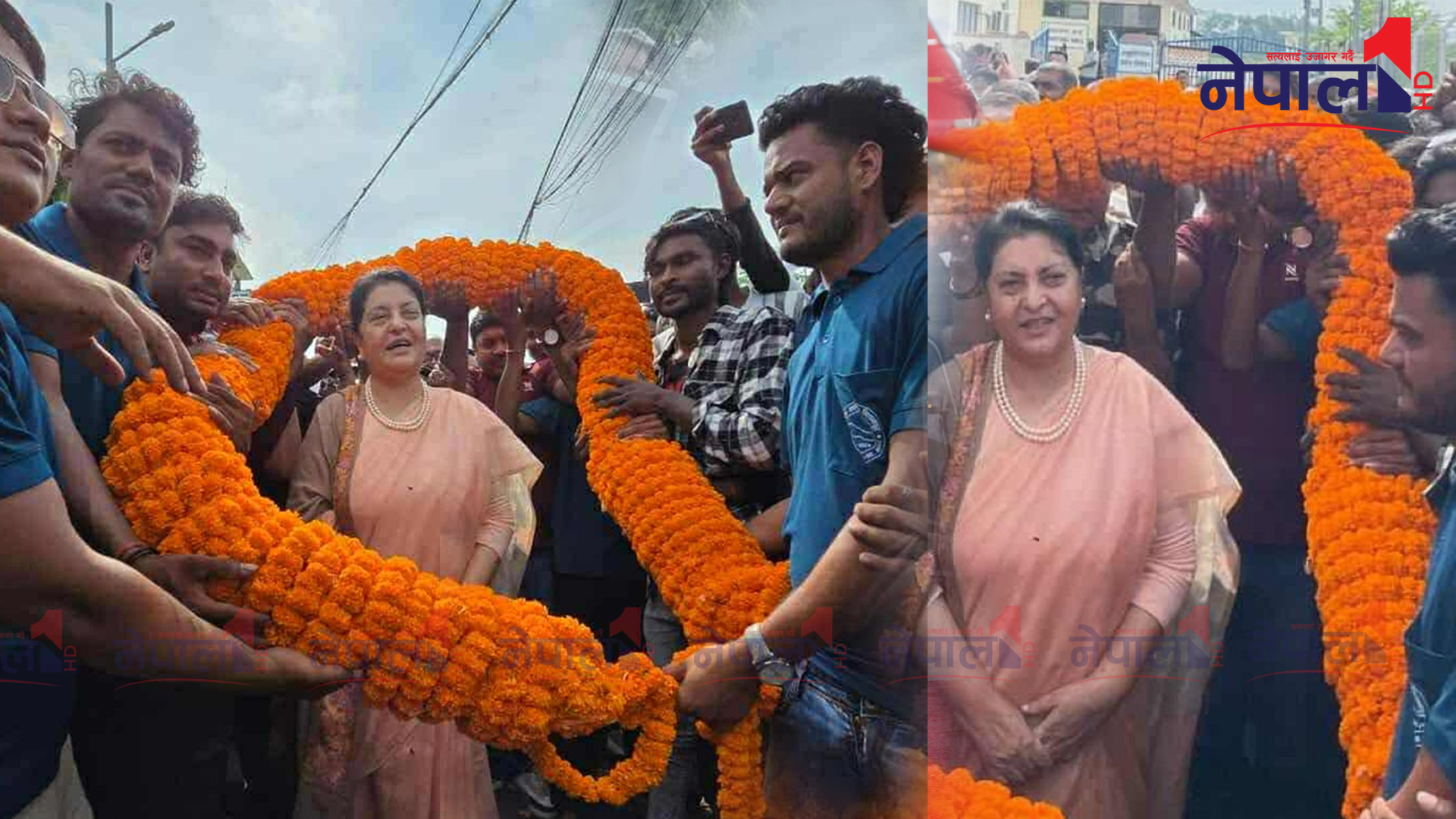 पूर्वराष्ट्रपति भण्डारीलाई मधेसमा ५१ केजीको मालाले स्वागत
