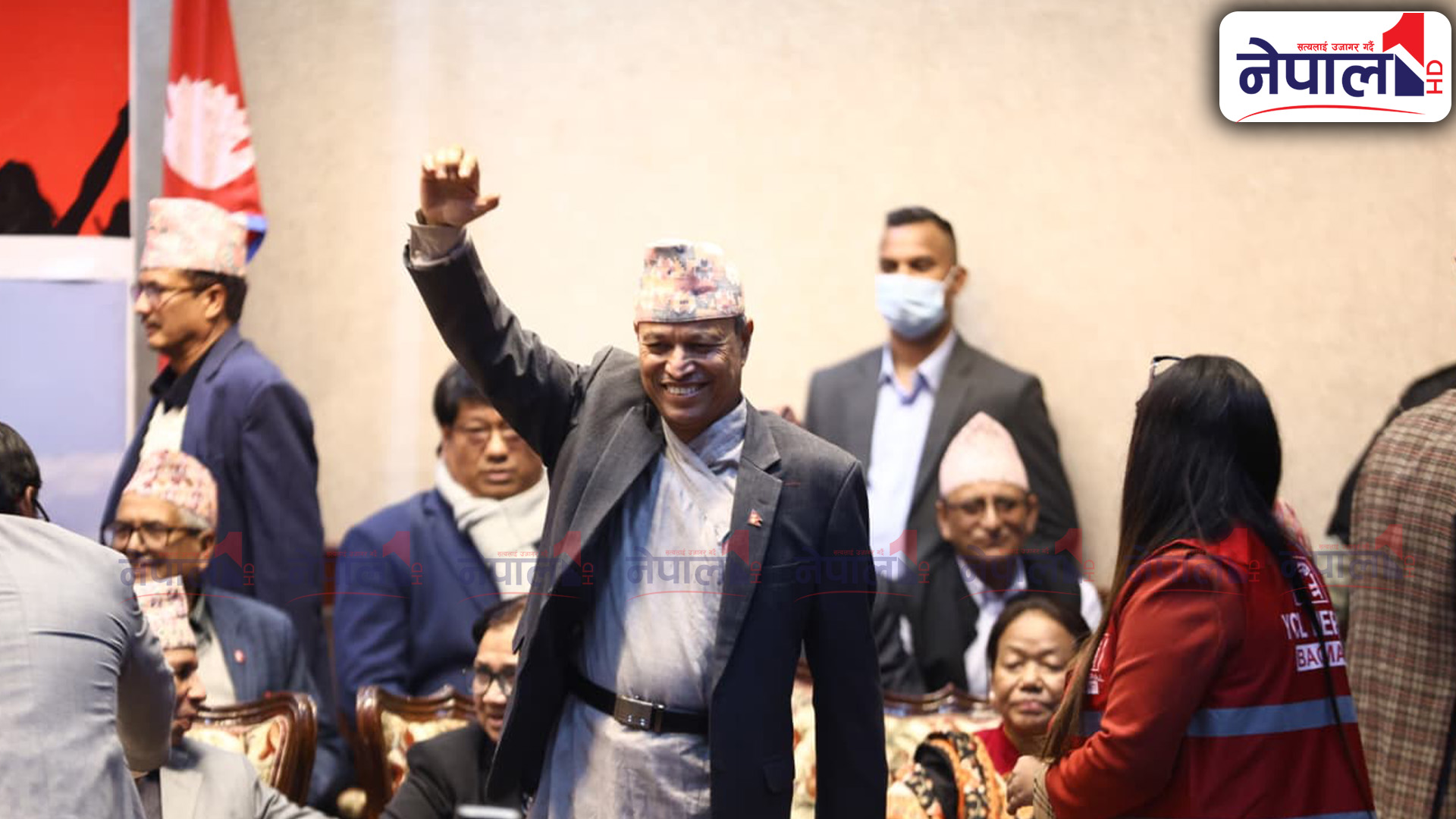 एमालेबाट निकालिएका भीम रावल नेपाली कम्युनिष्ट पार्टीमा समाहित (तस्बिरहरू)