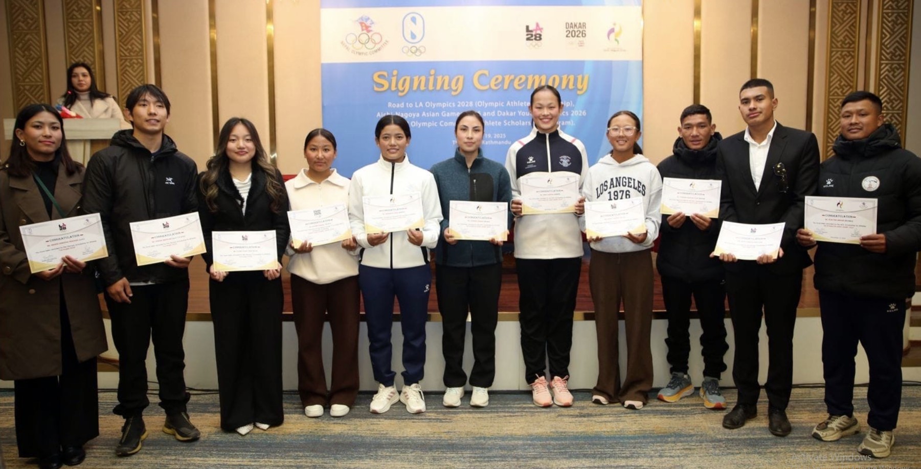 १४ खेलाडीलाई एनओसीको छात्रवृत्ति, आठ खेलाडीले मासिक १,१२५ सय डलर पाउने