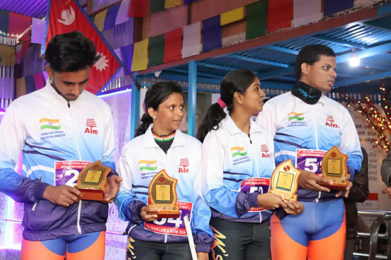 खुला राष्ट्रिय ईनलाइन स्केट मिनी म्याराथनमा साम्देन र निमीशा प्रथम