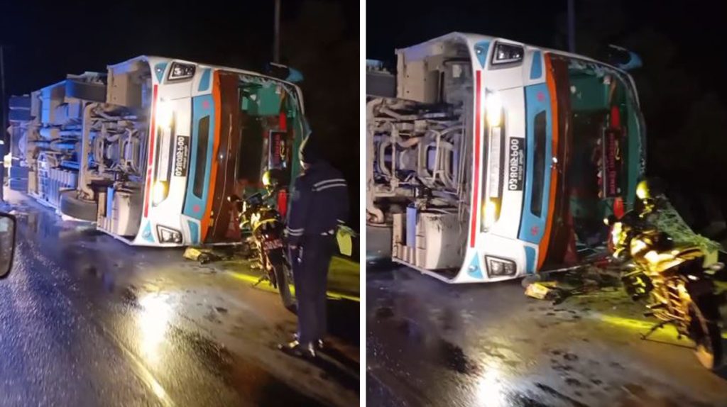 मुग्लिन–नारायणगढ सडकखण्डमा  बस  पल्टियो, ३८ यात्रु घाइते