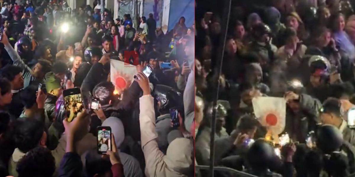 झण्डा जलाइएको घटनामा नेसनल भोलेन्टियर फोर्सको चेतावनी: कारबाही नभए प्रतिवाद गर्ने