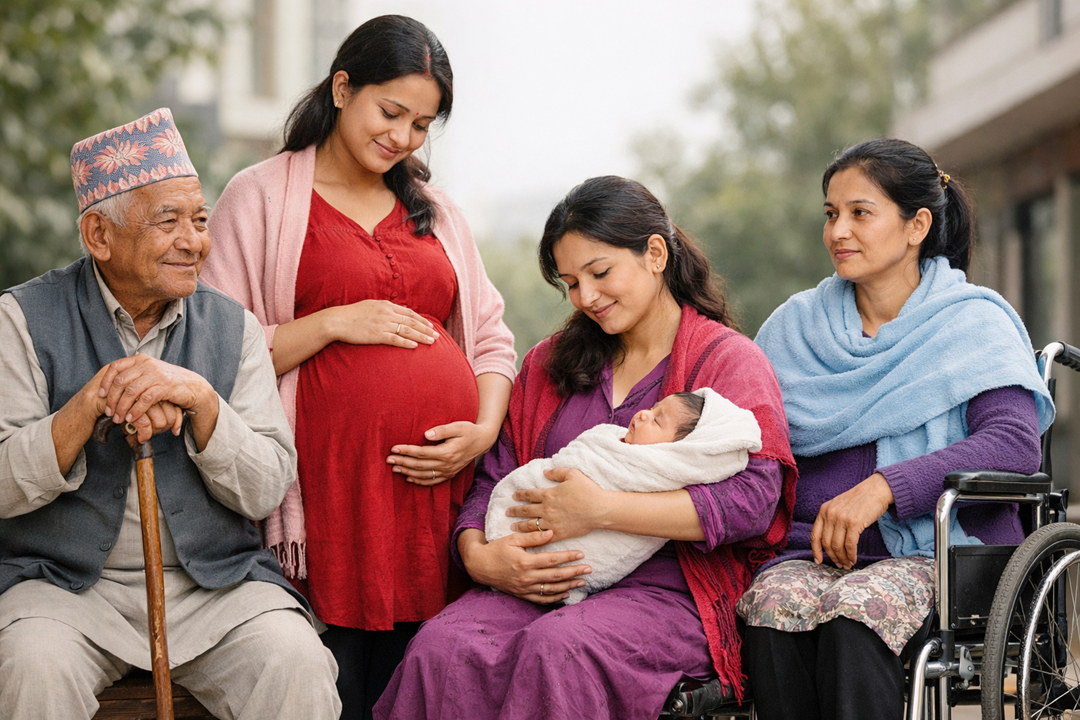 भाेट हाल्न लाइन बस्‍न नपर्ने अशक्त, ज्येष्ठ नागरिक, गर्भवती तथा सुत्केरी महिला