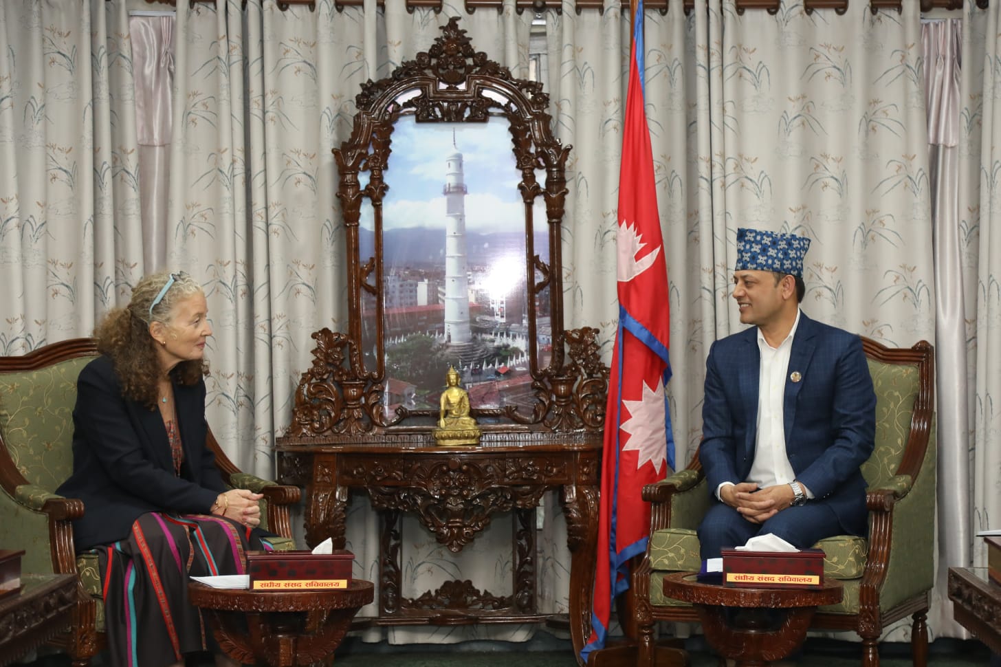 सभामुख अर्यालसँग संयुक्त राष्ट्रसंघकी आवासीय संयोजक याहियाको शिष्टाचार भेट