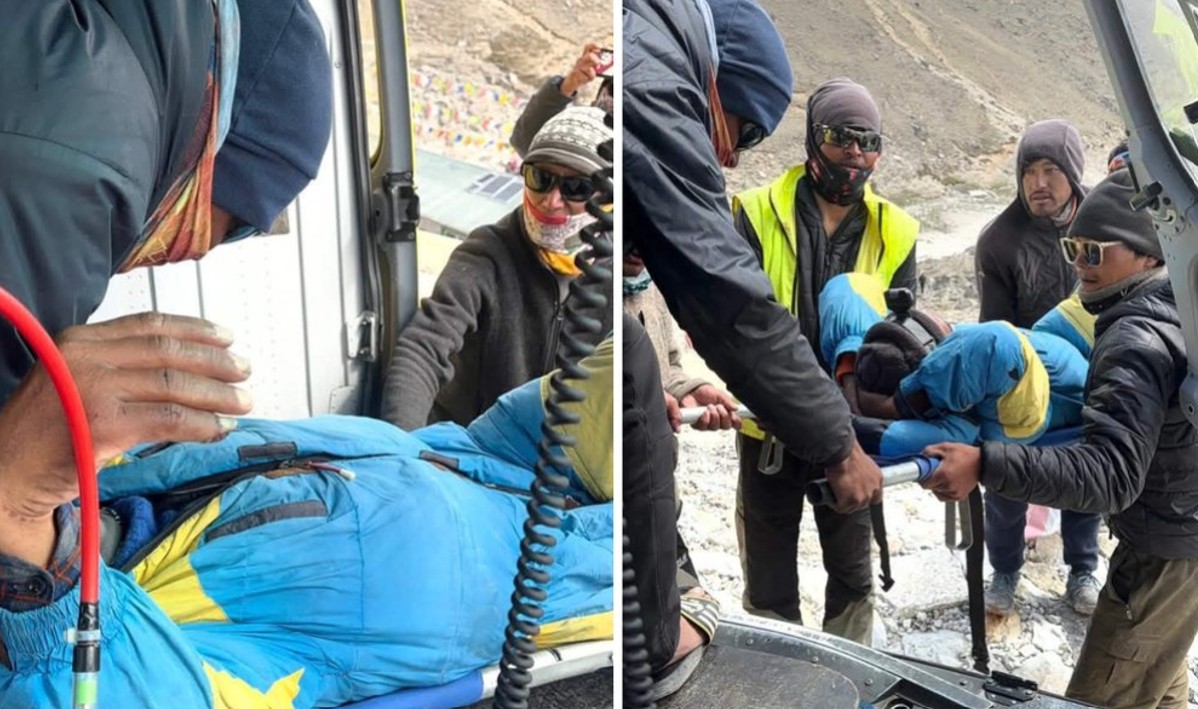 सगरमाथा क्षेत्रबाट उद्धार गरिएका शेर्पाको काठमाडौँमा उपचार हुँदै
