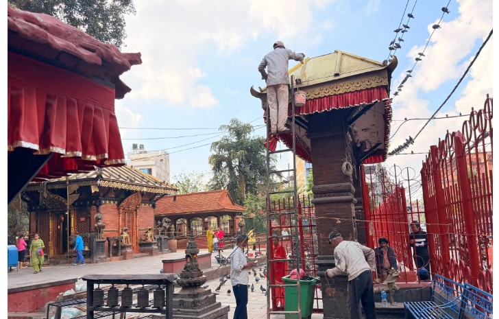 दसैँका लागि सिँगारिँदै मैतीदेवी, मर्मत र स्तरोन्नति पनि तीव्र